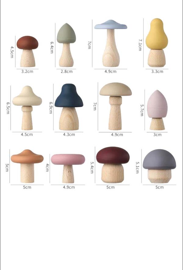 Mums&Moore Wood And Silicone Mushroom toys - Image 2