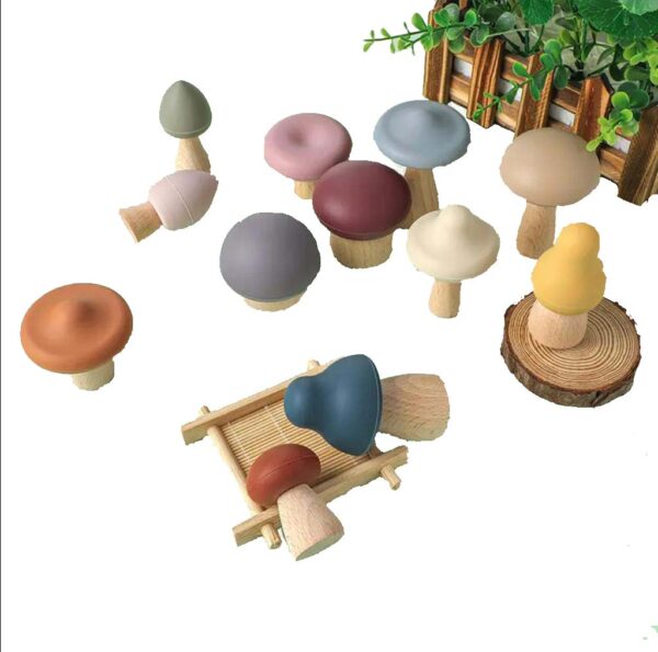 Mums&Moore Wood And Silicone Mushroom toys - Image 4