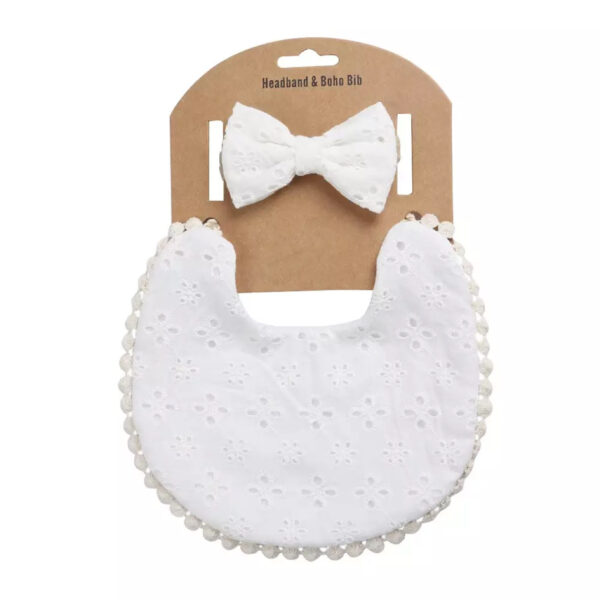 Mums&Moore Super Soft & Absorbent Cotton Baby Toddler Reversible Weaning Bib with Headband Gift Set for Infants, Newborns, and Toddlers