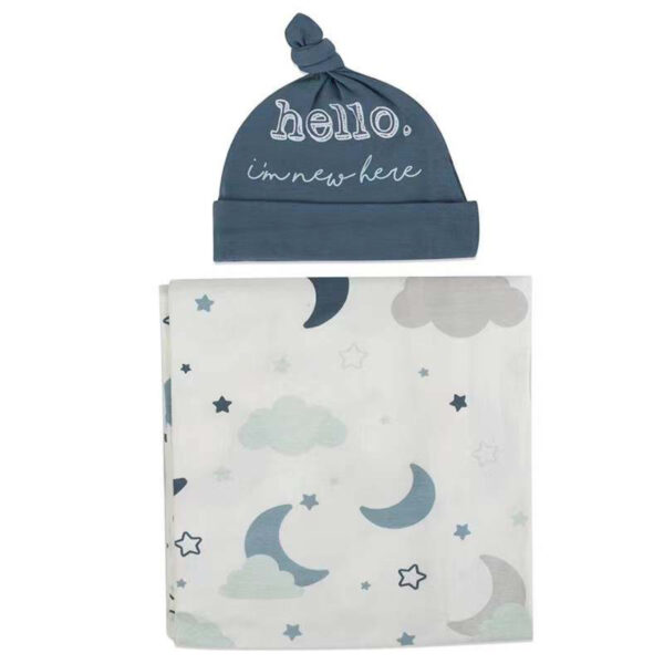 Mums&Moore New Born Baby Swaddle Blanket With Hat Set - Image 2